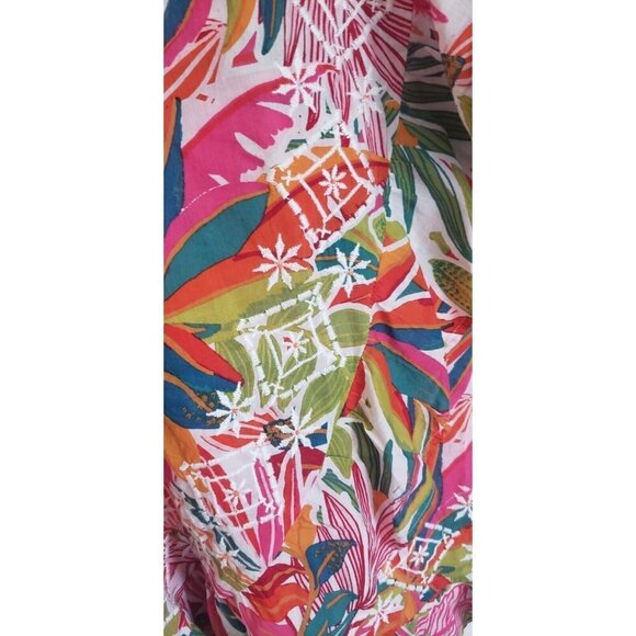 NWT C&C CALIFORNIA $60 FLORAL EMBROIDERED FAUX WRAP RUFFLE MIDI SKIRT SZ XL - Picture 7 of 8